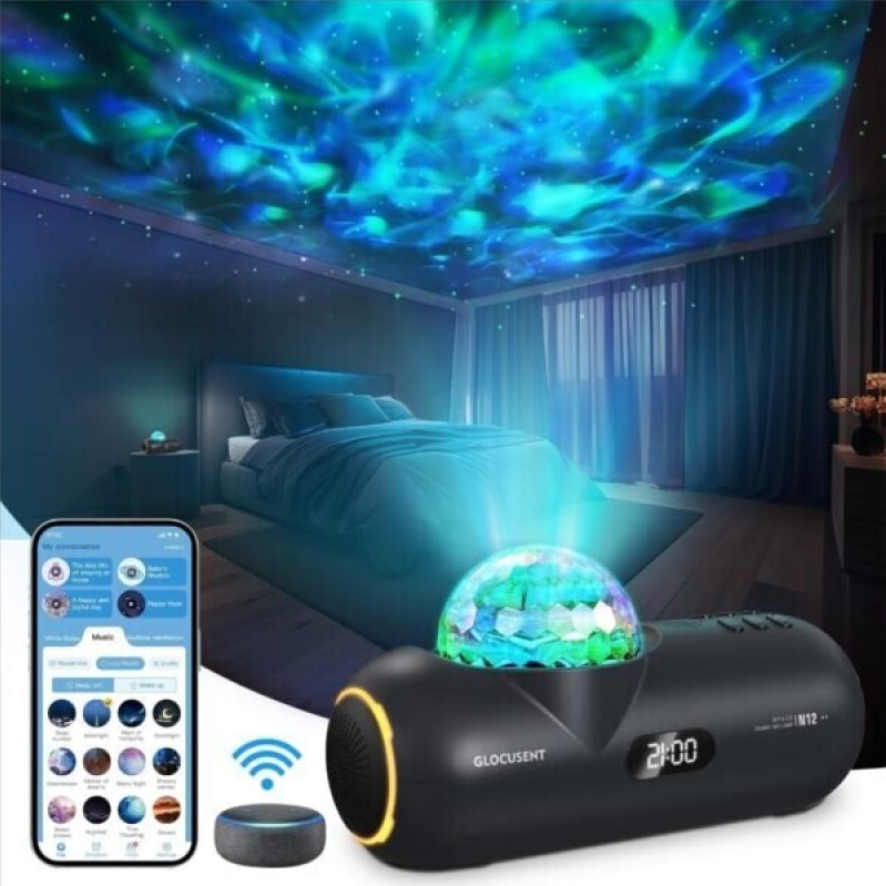 Glocusent Star Projector: 60 Soothing Sounds with HiFi Bluetooth Speaker – Galaxy Projector
