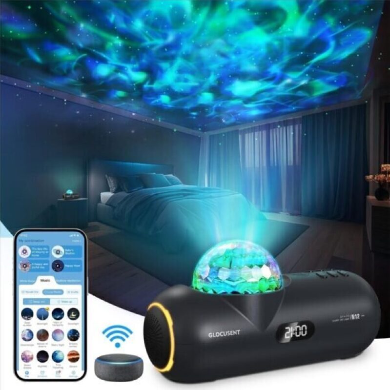 Glocusent Star Projector: 60 Soothing Sounds with HiFi Bluetooth Speaker – Galaxy Projector