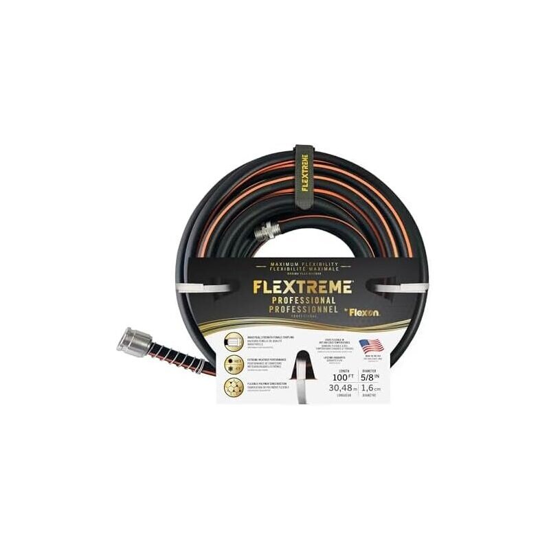 Flexon Flextreme Pro 5/8in x 100ft Performance Rubber Garden Hose - Extreme Weather Durability