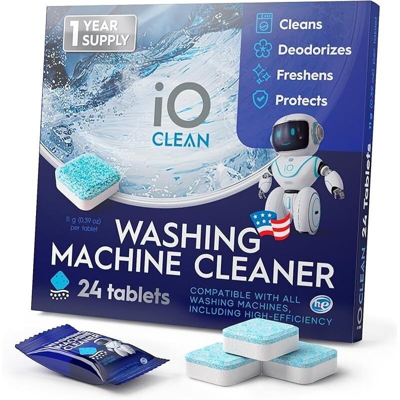 iO Clean Washing Machine Cleaner and Descaler Tablets 24 Pcs - Optimal Machine Performance