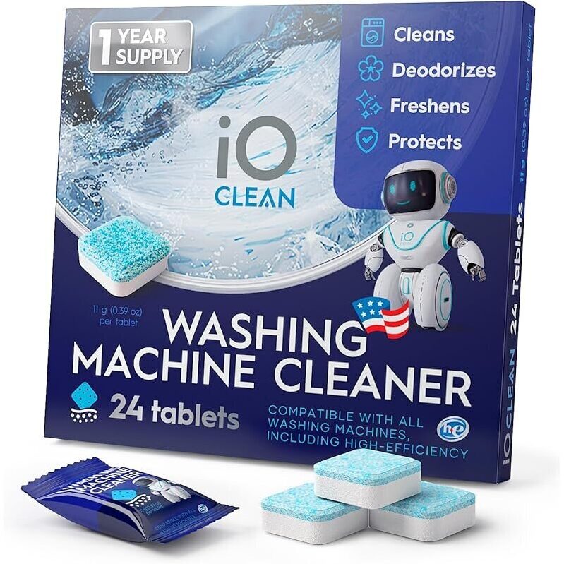 iO Clean Washing Machine Cleaner and Descaler Tablets 24 Pcs - Optimal Machine Performance