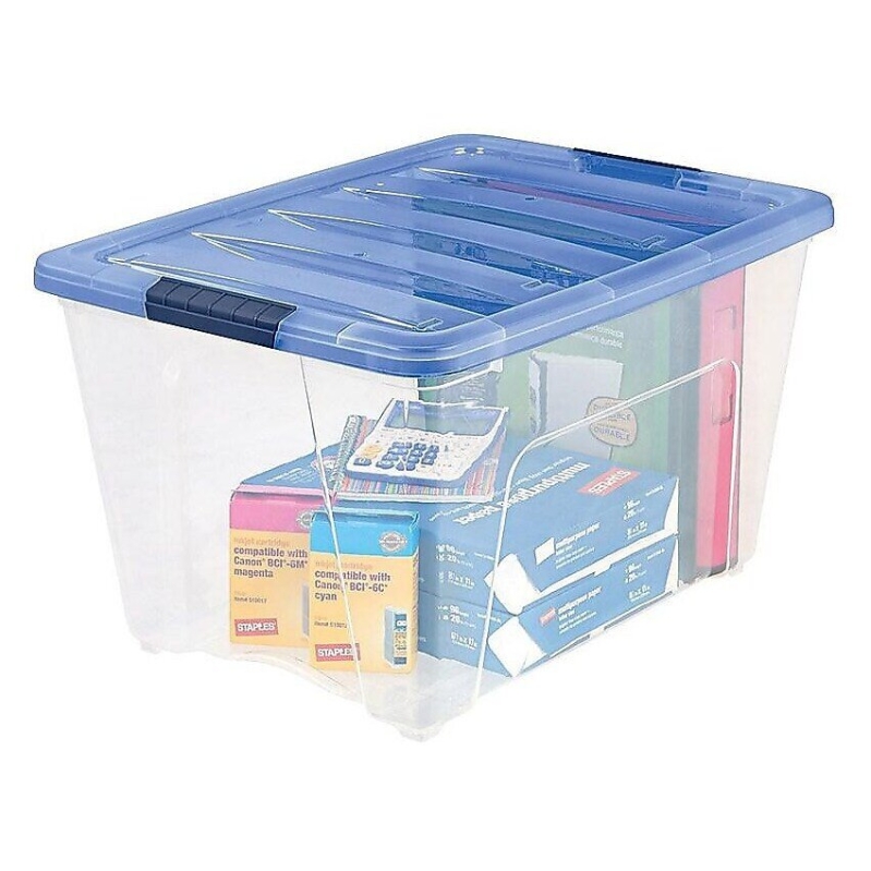 IRIS Stack & Pull 54 Qt. Latch Lid Storage Box Clear 100242