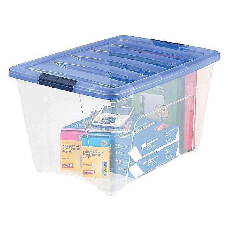 IRIS Stack & Pull 54 Qt. Latch Lid Storage Box Clear 100242