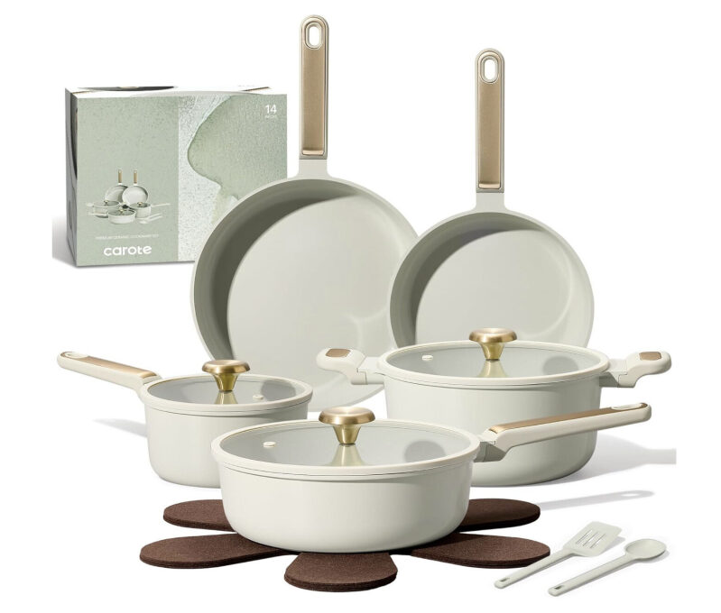 CAROTE 14-Piece Non-Stick Ceramic Cookware Set - Premium Quality
