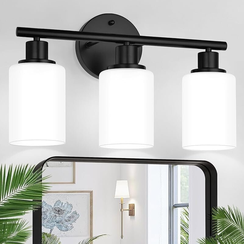 Elegant 3-Light Bathroom Vanity Lighting - Matte Black Finish