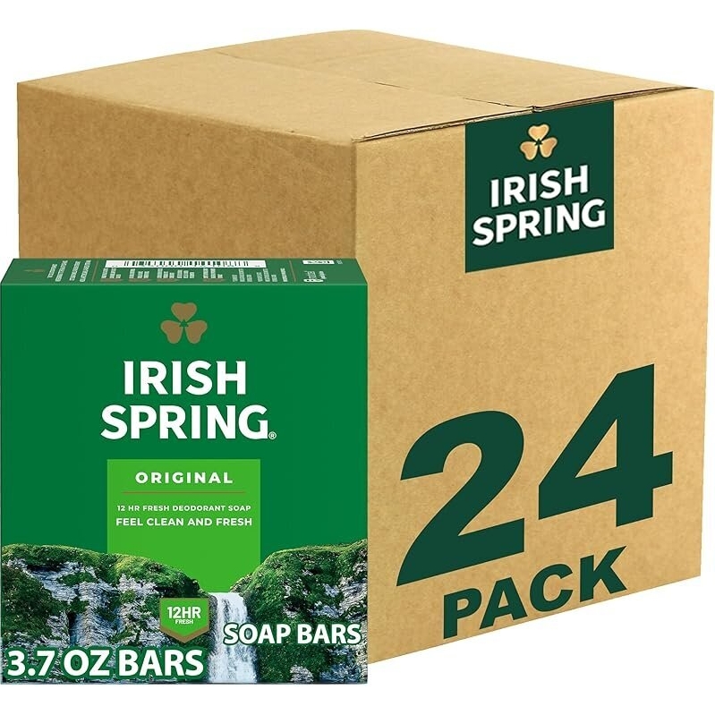 24-Pack Irish Spring Bar Soap for Men, Original Clean 3.7oz