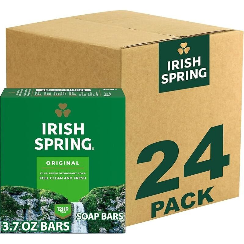 24-Pack Irish Spring Bar Soap for Men, Original Clean 3.7oz