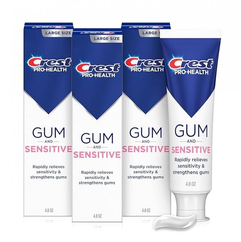 Crest Sensitive and Gum Toothpaste 4.8 oz (3 Pack) - Relieves Sensitivity, Strengthens Gums