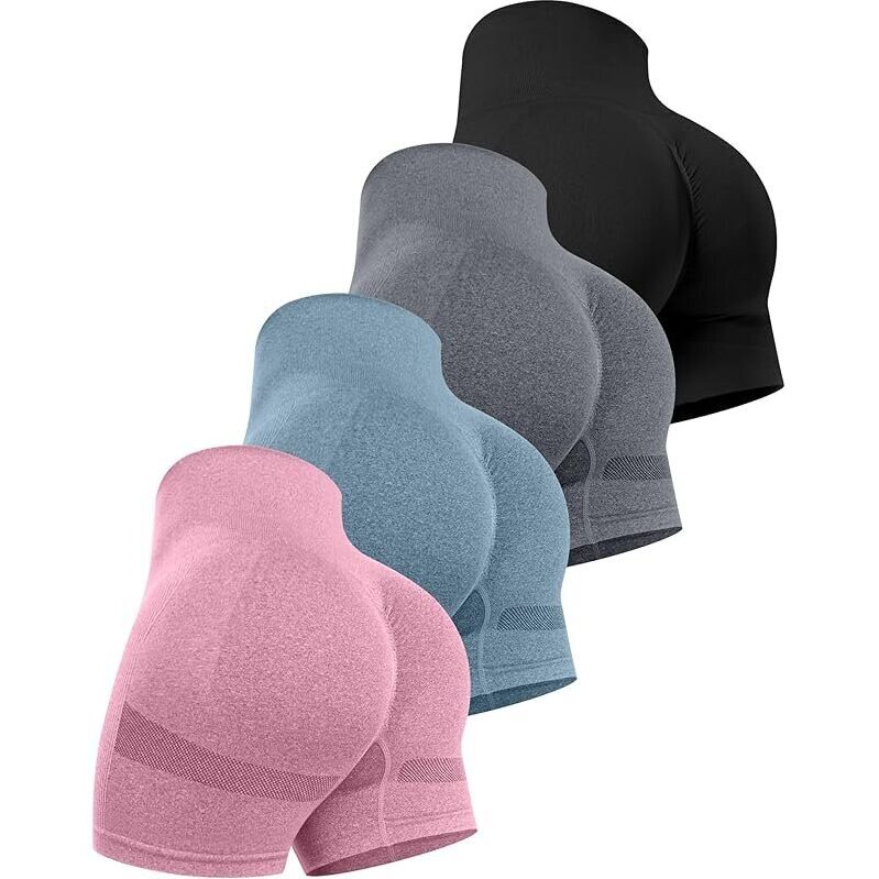 4-Packs CHRLEISURE Womens Workout Gym Shorts - High-Performance and Stylish