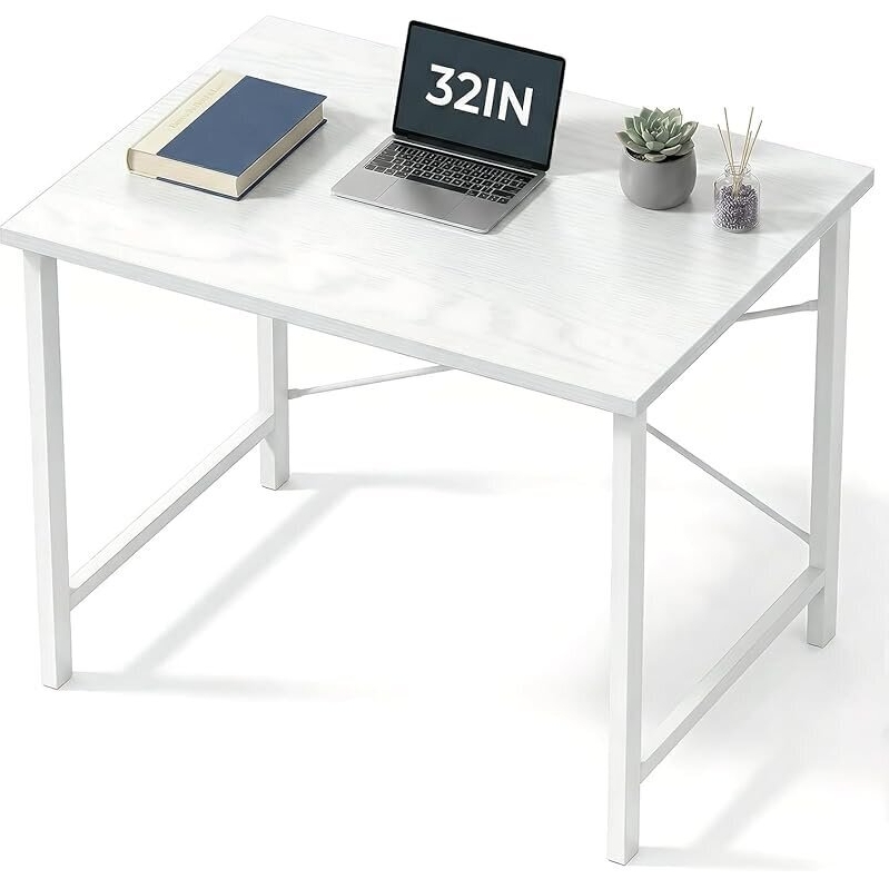Sweetcrispy 32-in Computer Desk w/Metal Frame Wood Tabletop