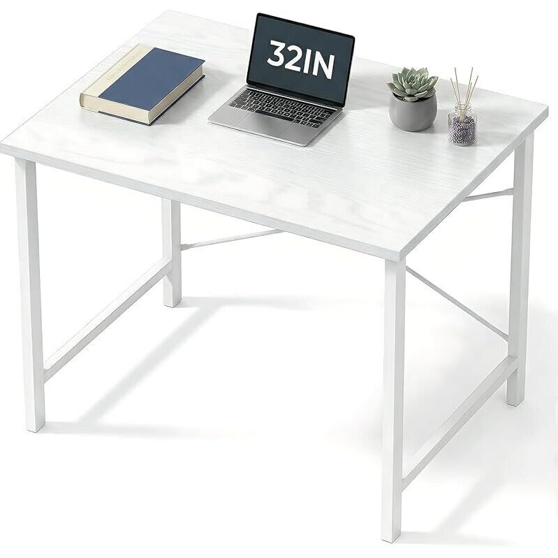Sweetcrispy 32-in Computer Desk w/Metal Frame Wood Tabletop