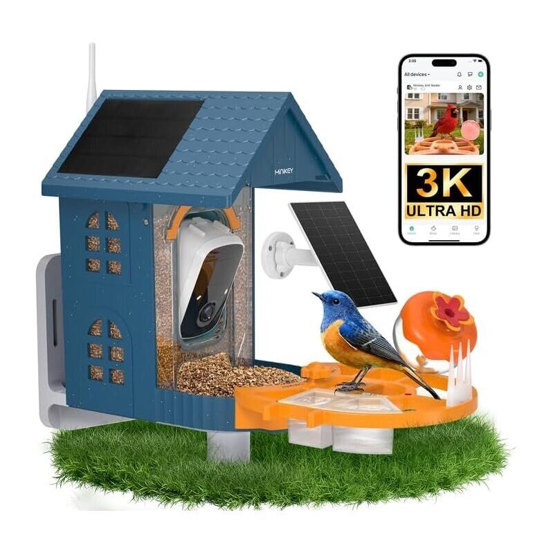 Smart Bird Feeder with Camera - Outdoor Birdhouse with AI Bird Recognition