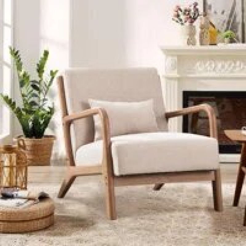 Elegant Sand & Stable Hertford 26-in Wood Accent Chair with Extra Pillow