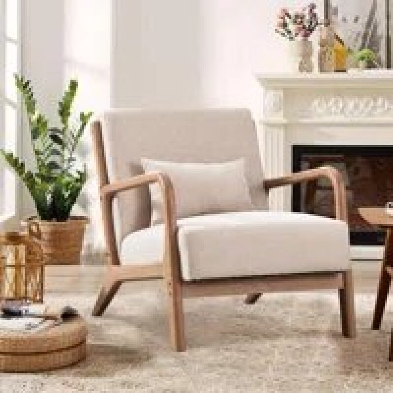 Elegant Sand & Stable Hertford 26-in Wood Accent Chair with Extra Pillow