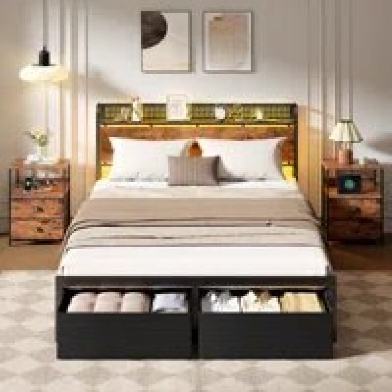 3-Piece Industrial Bedroom Set with Storage - Modern & Durable