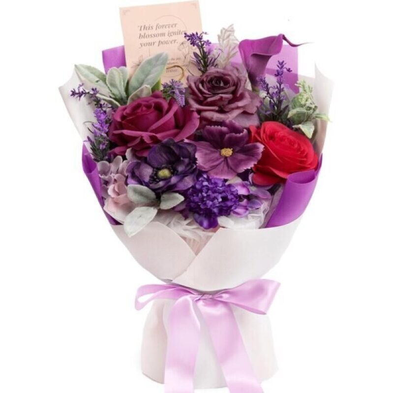 Preserved Flowers Bouquet - Purple Eternal Roses for Special Occasions