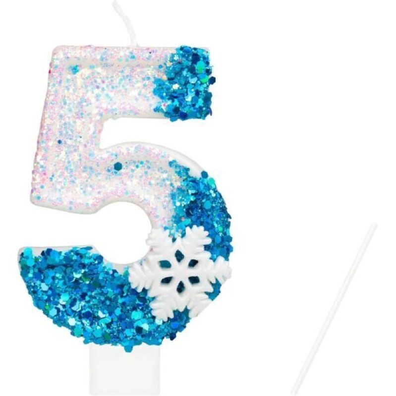 Elsa Themed Birthday Candles Number 5 - Festive and Environmentally Friendly