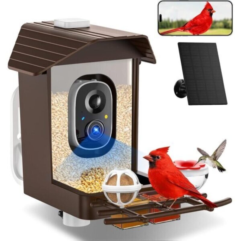 Smart Bird Feeder Camera with Solar Power - 2K HD, WiFi, Motion Detection