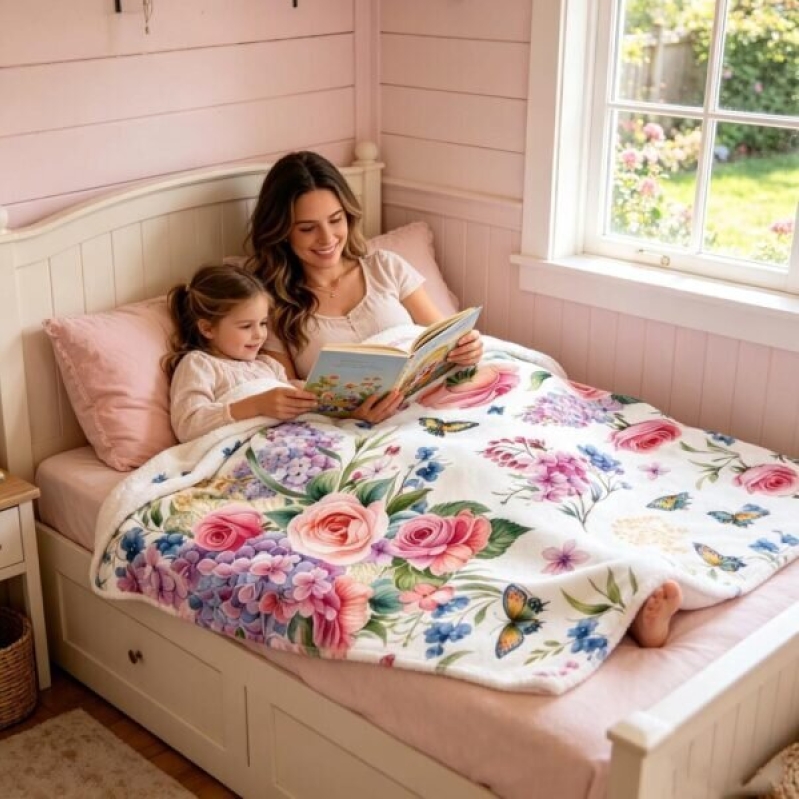 Yuboo Spring Floral Throw Blanket - Ideal Gift for Women, Soft & Lightweight