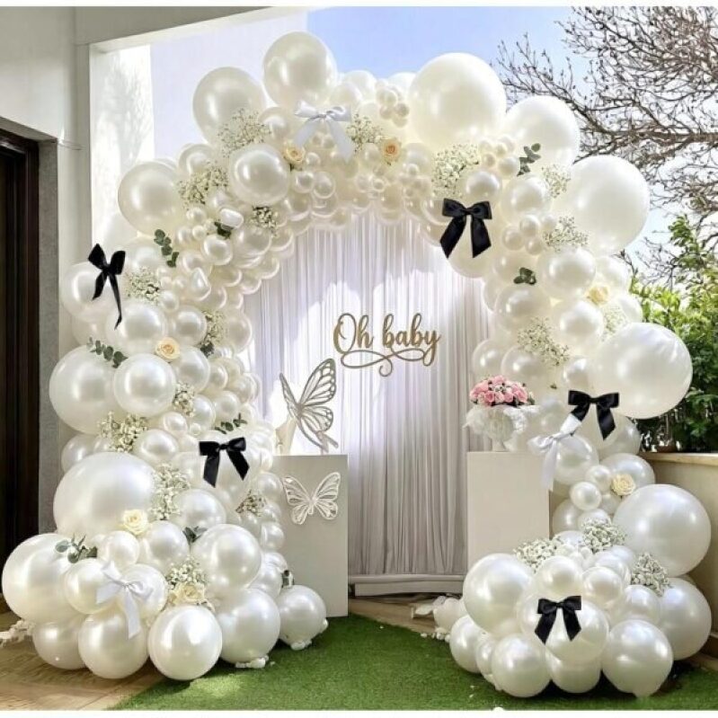 Double Stuffed White Pearl Balloon Arch Kit - 52% Off