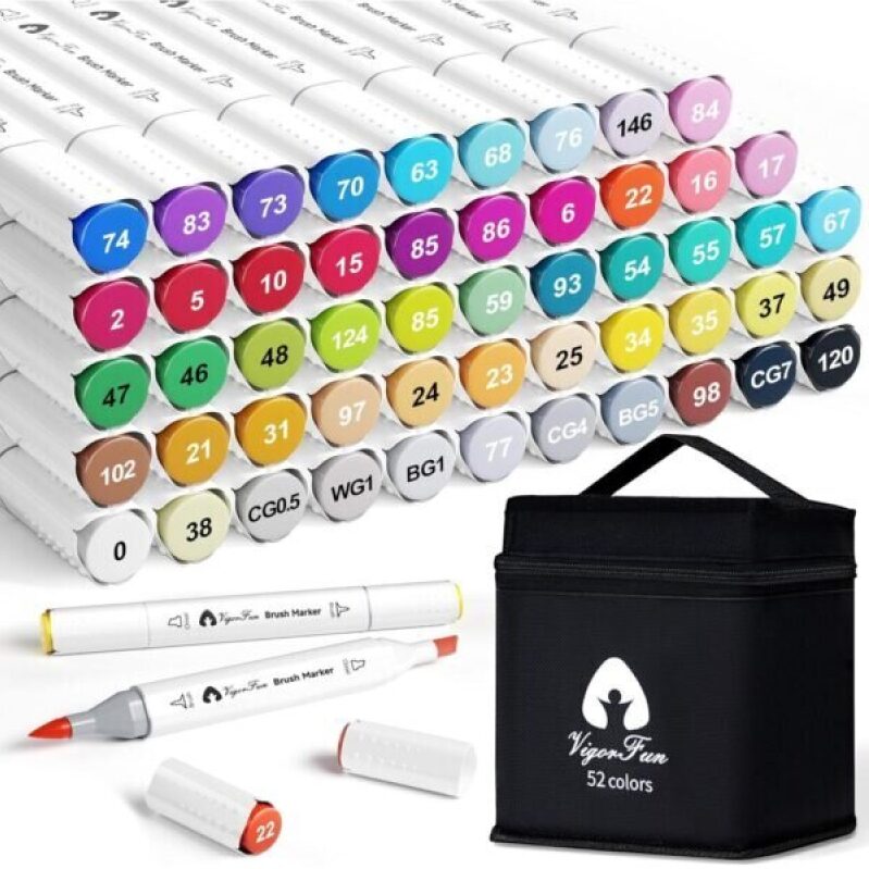 52 Colors Dual Tip Markers - Ideal for Artists and Crafters