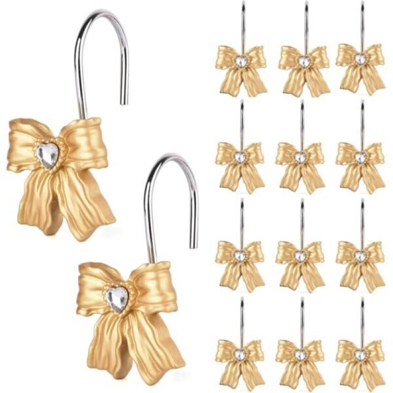 Elegant Gold Shower Curtain Hooks Set - Perfect for Bathrooms