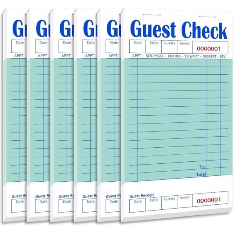 Guest Check Books 6 Pack - Ideal for Servers, Waiters, and Restaurants