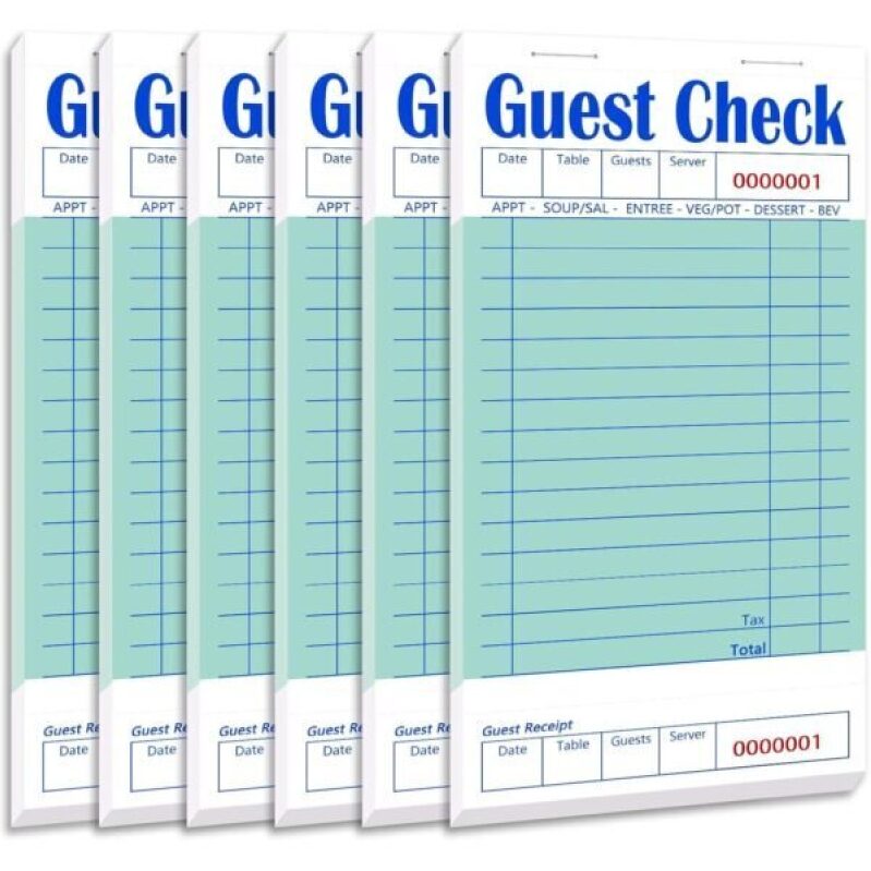 Guest Check Books 6 Pack - Ideal for Servers, Waiters, and Restaurants