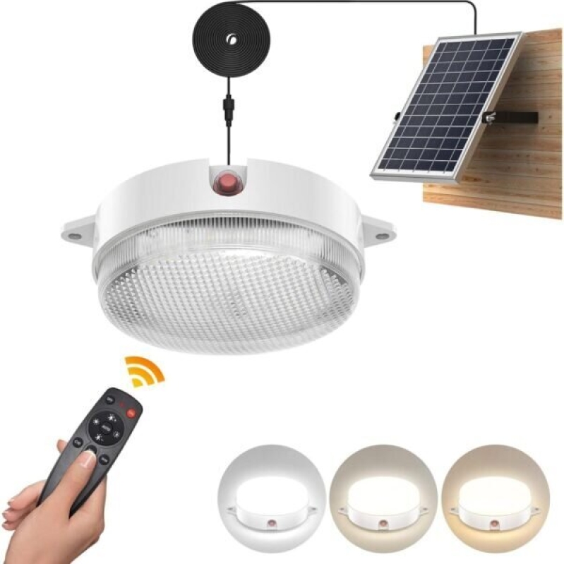 Solar Ceiling Light with Remote Control - 6000K/4000K/3200K Dimmable LED