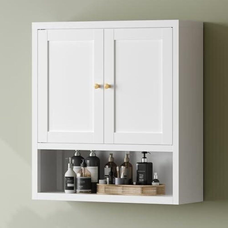 22.59 Inch White Metal Double Door Adjustable Storage Cabinet - 40% Off