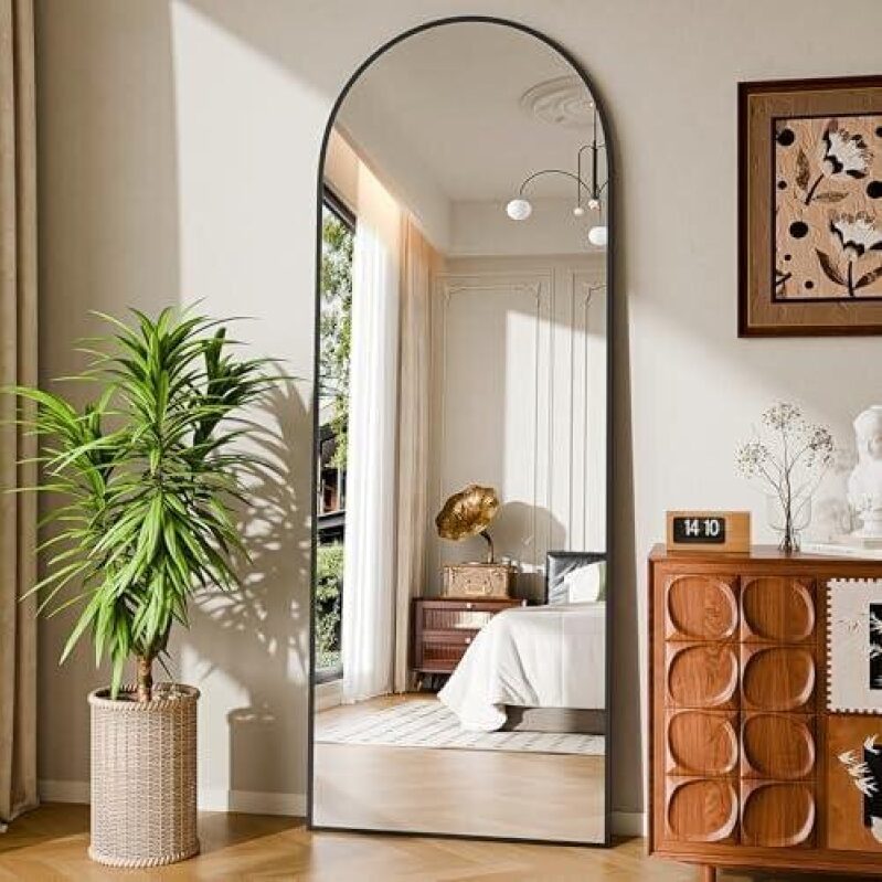 59 Inch Full-Length Floor Mirror with Arched Frame - 50% Discount