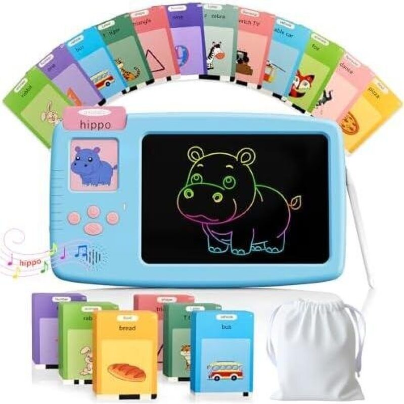 Interactive Flashcard Set for Toddlers - Dual-Function LCD Writing Tablet