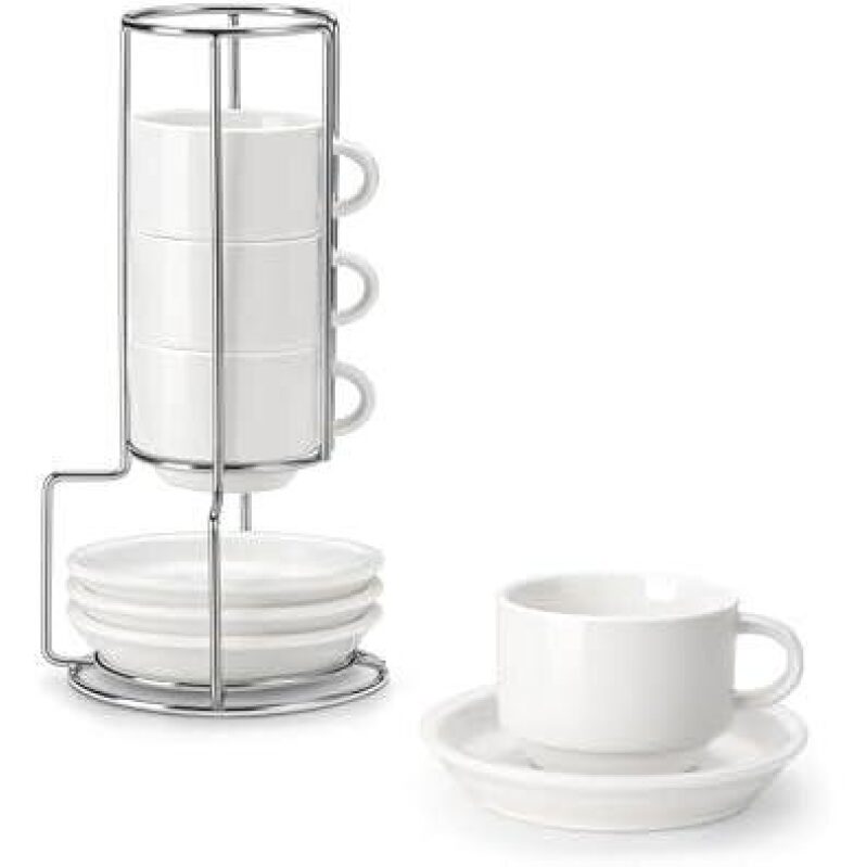 Stackable Porcelain Coffee Cup Set - 60% Discounted