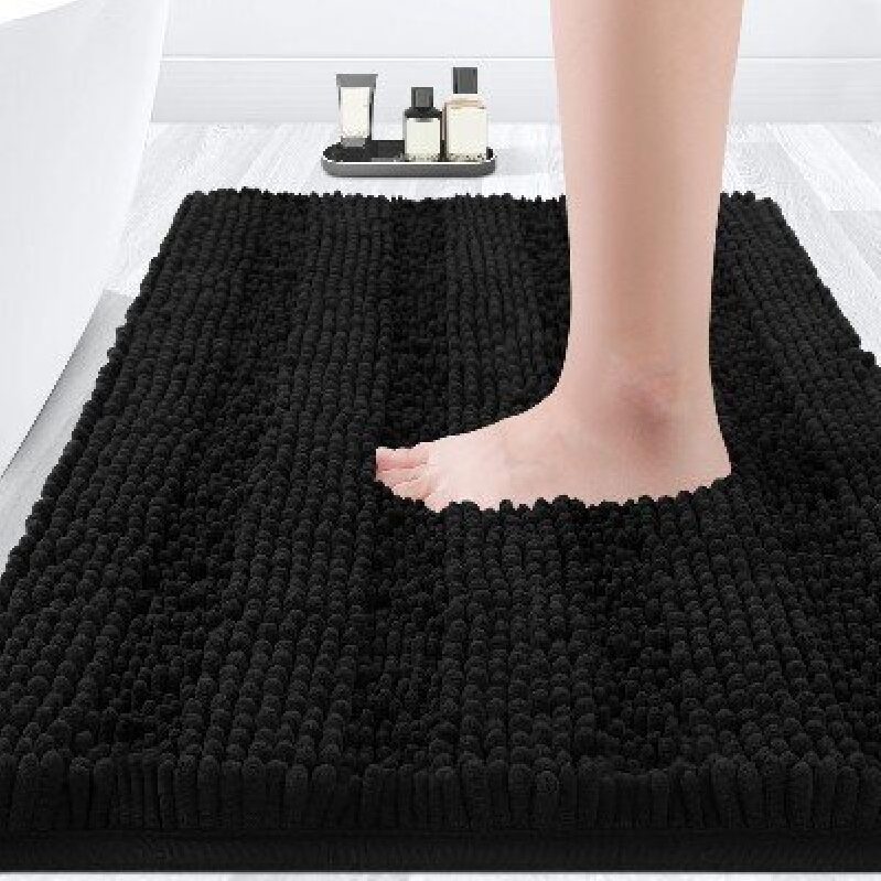 Elegant Black Stripe Bathroom Rug - Perfect for Modern Spaces