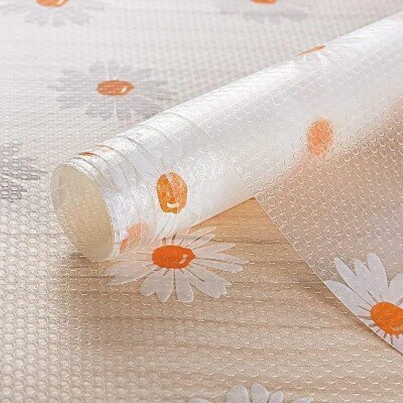 Elegant Flower Patterned Drawer Mat for Kitchen Cabinets