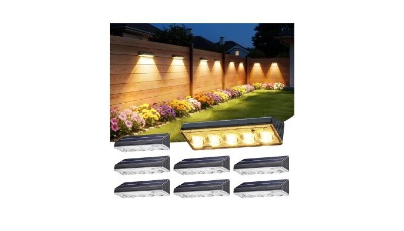 KOOPER Solar Fence Lights - 8 Pack, Warm White & Multi-Color Changing, Waterproof, Solar Powered Outdoor Lighting