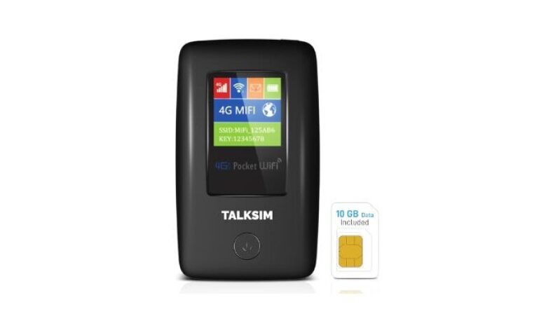 TALKSIM 4G Mobile Hotspot: US 10GB & Global 1GB Data for Travel