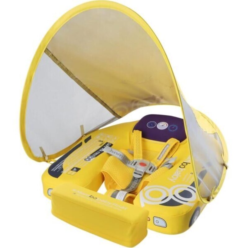 Mambobaby Baby Pool Float with Canopy - Safe, Durable Infant Swim Trainer for Ages 3-24 Months