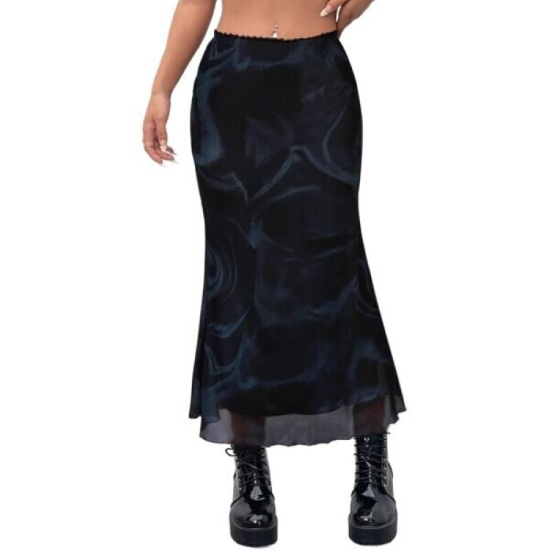 Avanova Women Tie Dye Mesh Midi Skirt - 80% Off, High-Waisted Summer Skirt