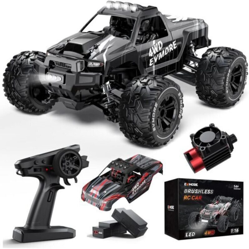 High-Speed 1/16 Brushless RC Car for Adults & Boys - 34 Mph Electric 4WD Truck