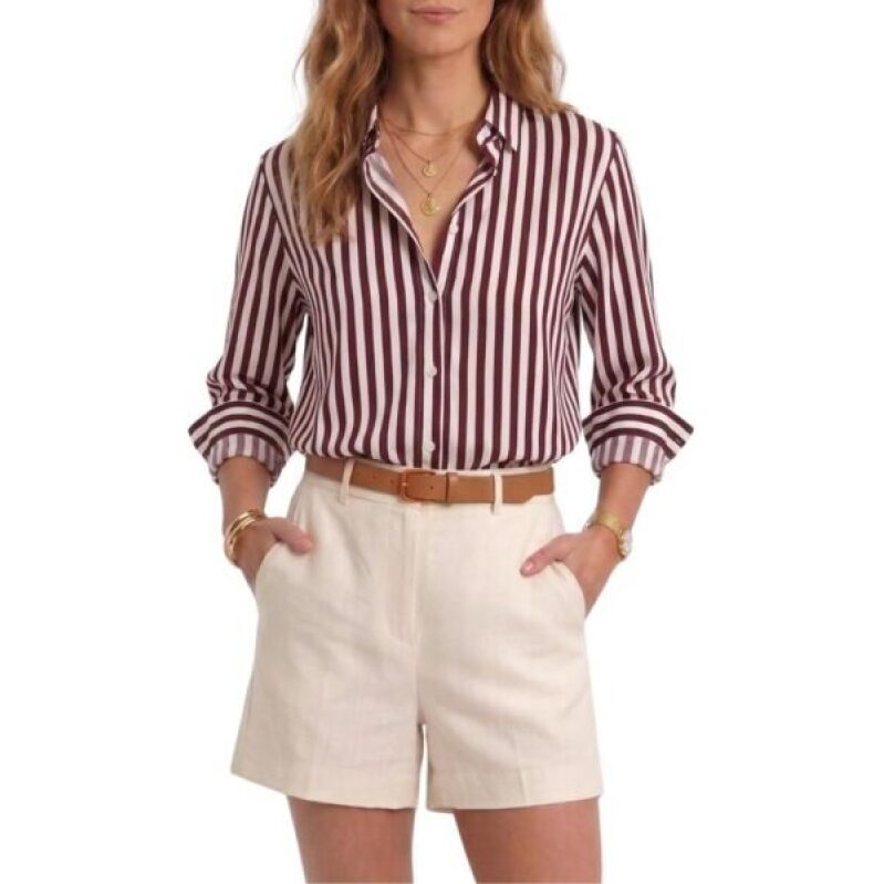 Classic Striped Blouse for Women - Comfortable & Versatile