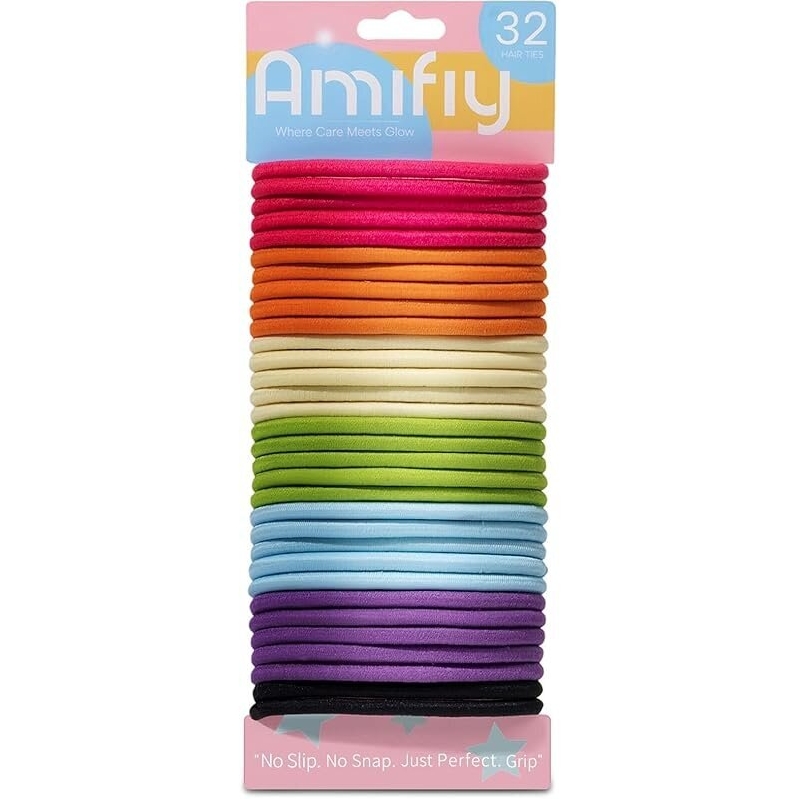 Amify Colorful Hair Ties - 32ct Set - Damage-Free, Comfortable, and Vibrant