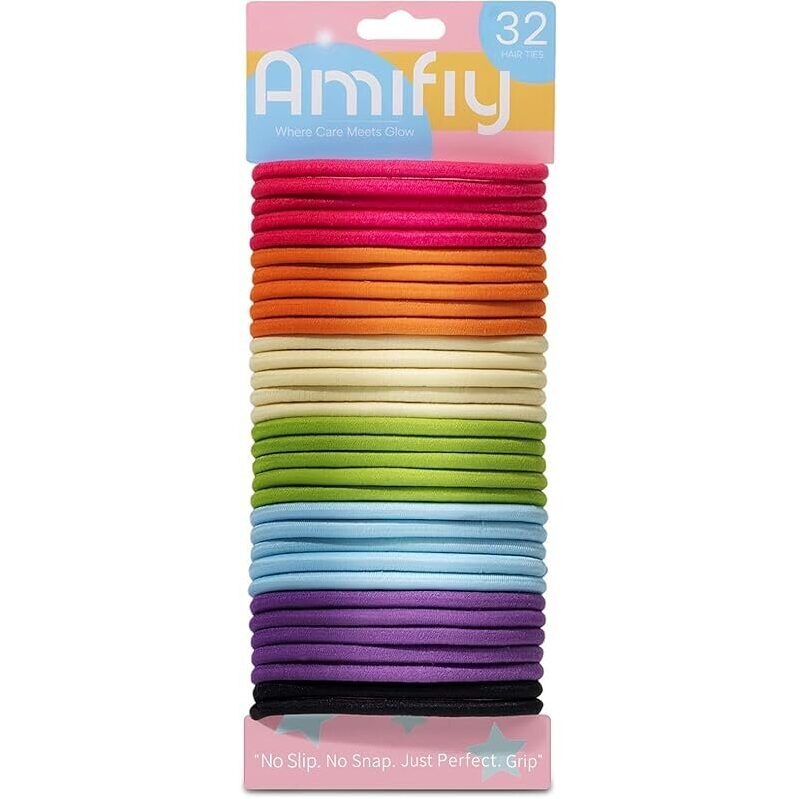 Amify Colorful Hair Ties - 32ct Set - Damage-Free, Comfortable, and Vibrant