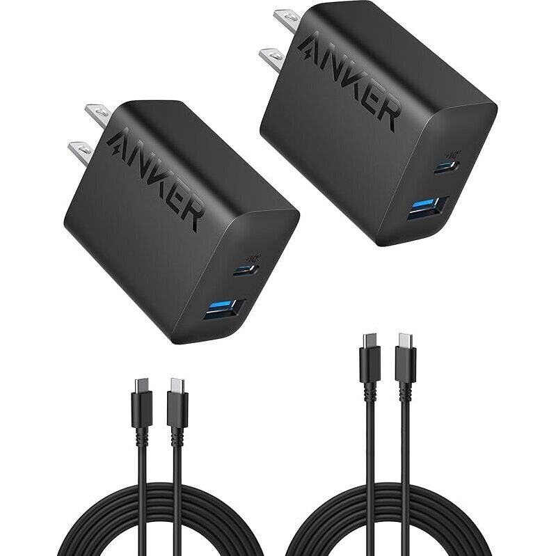 Dual Anker 20W USB-C Wall Chargers - Fast Charging for Multiple Devices