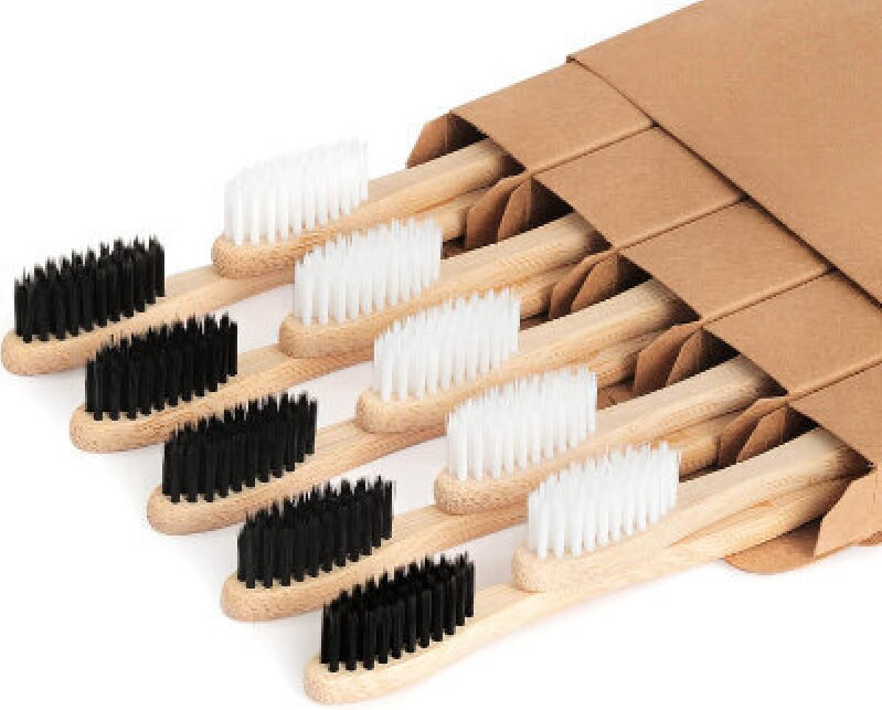 Eco-Friendly Bamboo Toothbrush Set - 10 Pack