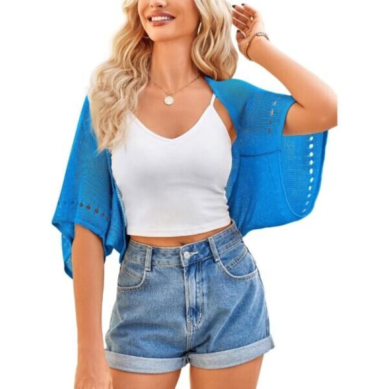 Stylish Blue Crochet Shrug for Summer - Lightweight and Breezy