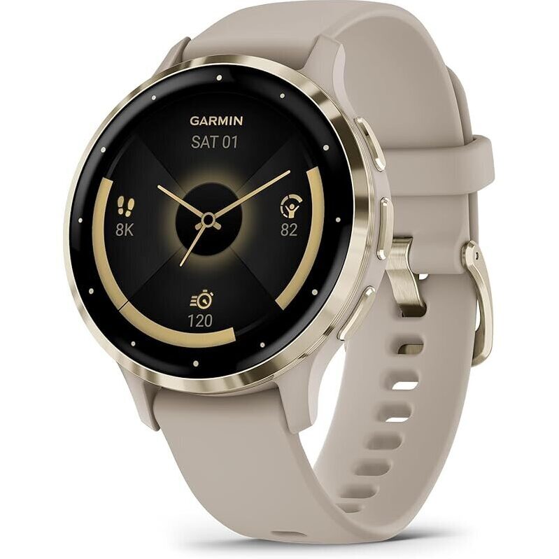 Garmin Venu 3S Soft Gold Stainless Steel Bezel Smartwatch - Up to 10 Days Battery Life