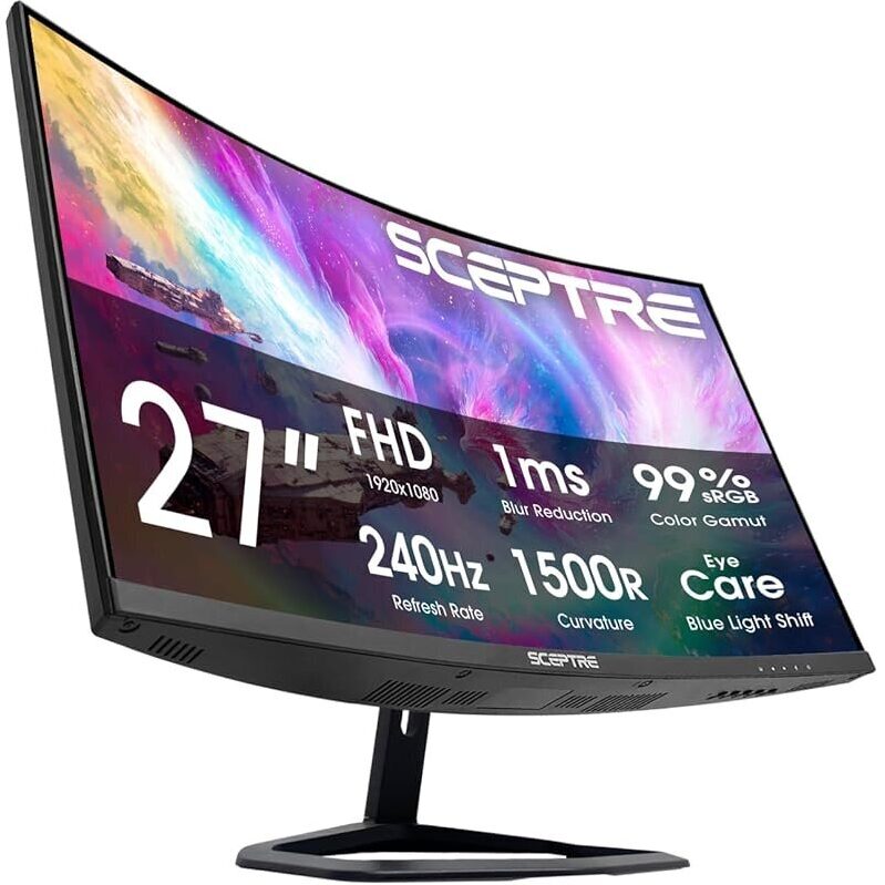 Sceptre C275B-FWT240 27-Inch Curved Gaming Monitor - 240Hz Refresh Rate