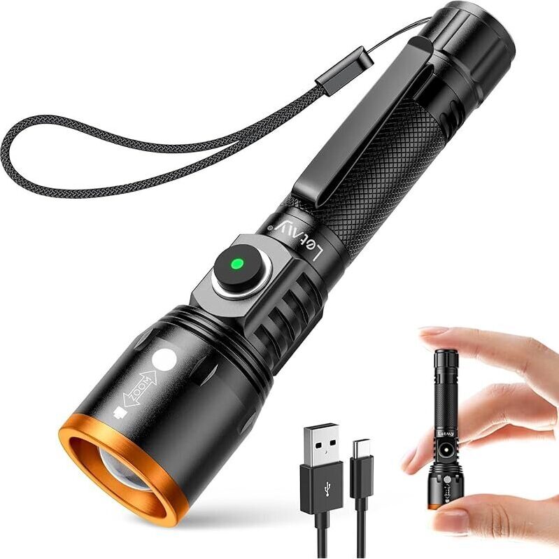 Powerful Rechargeable Mini Flashlight with Zoom - 800 Lumens Brightness