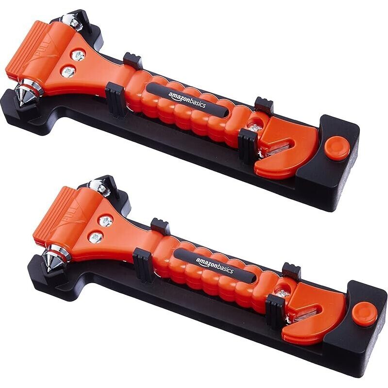 2PK Amazon Basics Emergency Seat Belt Cutter & Window Hammer Tool